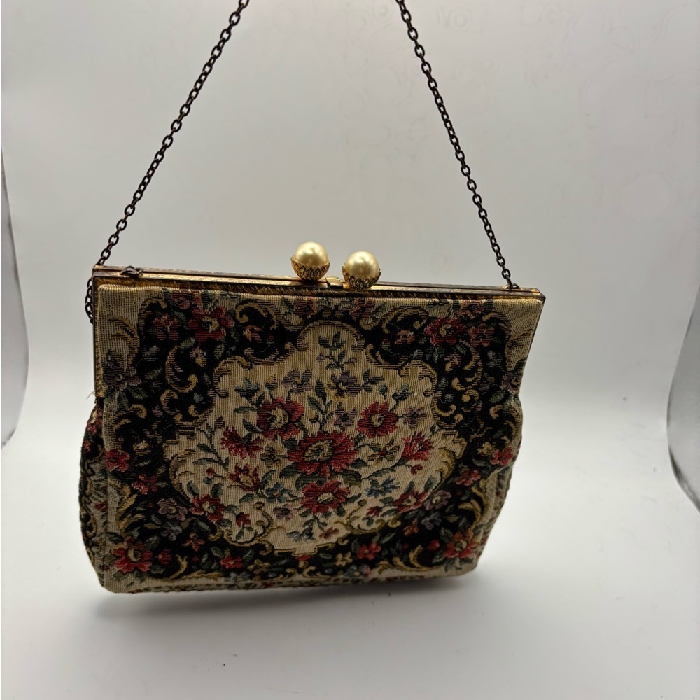 Walborg Floral Tapestry Clutch with Chain - Picture 5 of 8